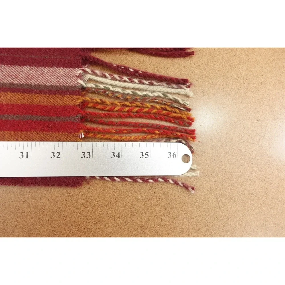 Old Navy Mens Burgundy Plaid Soft Flannel Tassel Scarf NWT